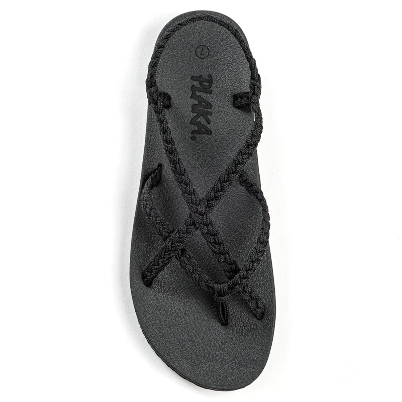 Plaka Lagoon Arch Support Sandals for Women - Comfort Collection, Strappy Braided & Water-Resistant Design - Ideal for Walking, Beach & Summer Use - Patented Sole - Black, Size 9 - Image 1